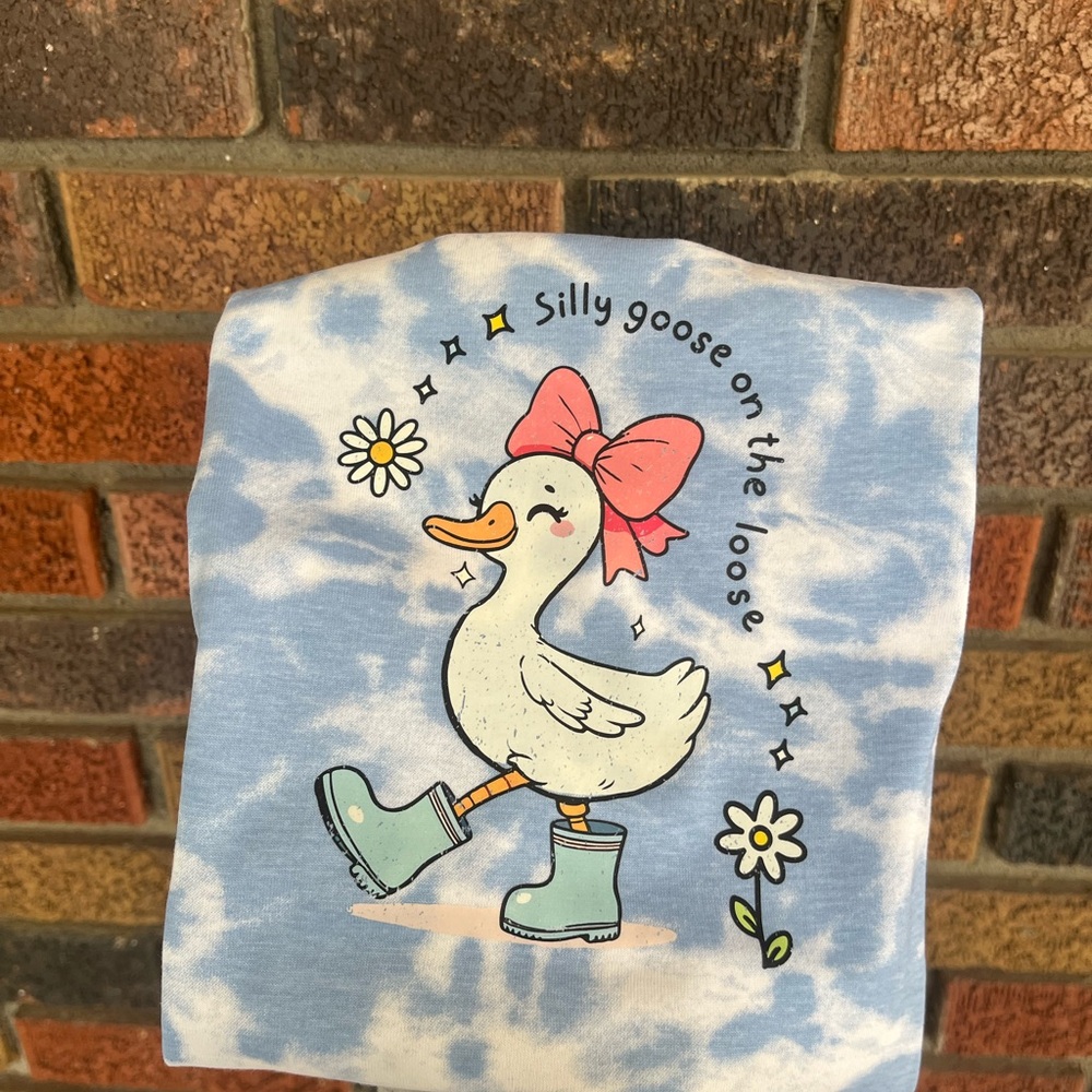 Blue Tie-Dye Goose Graphic Tee
